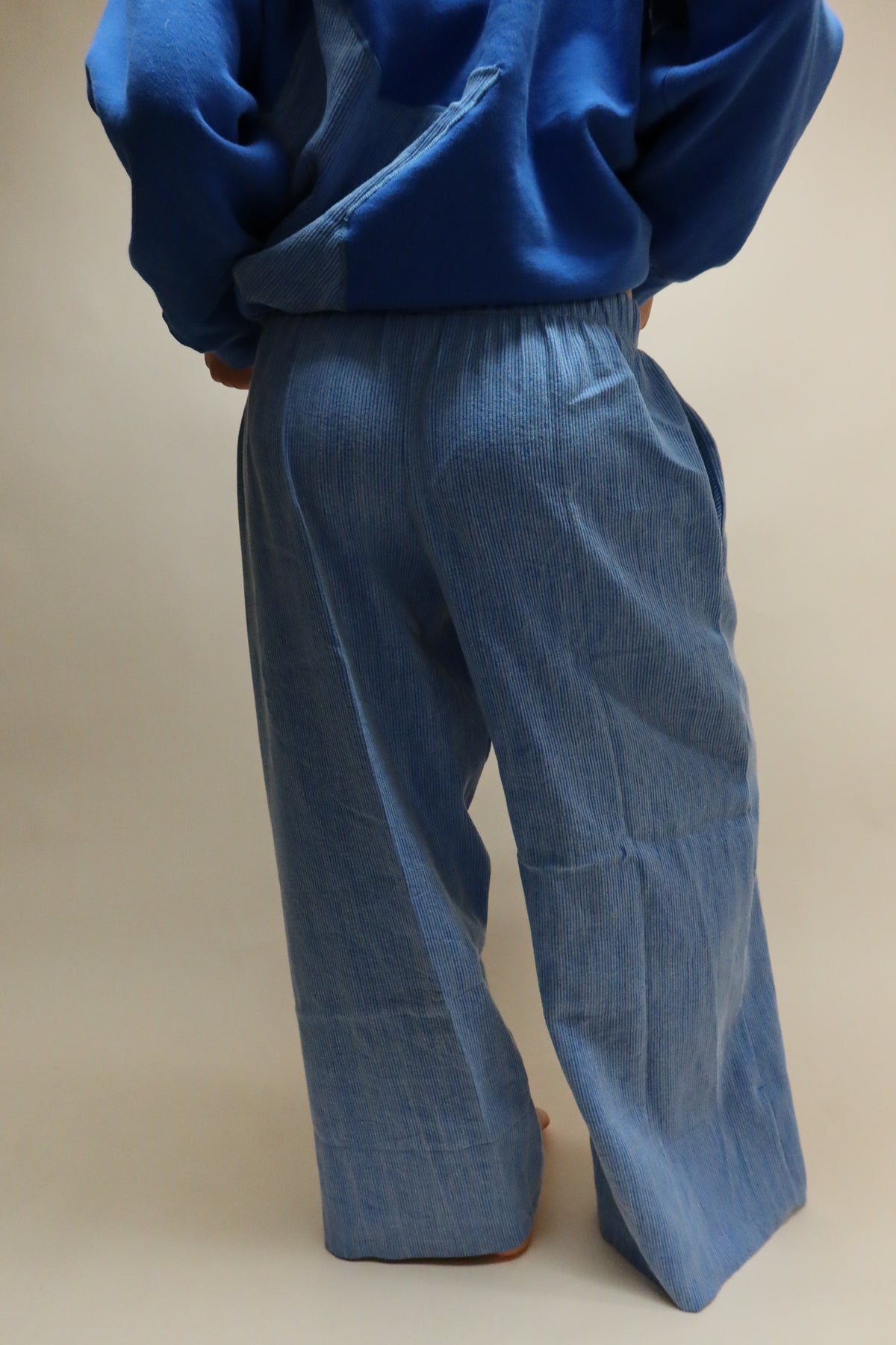 Blue Ribbed Pants