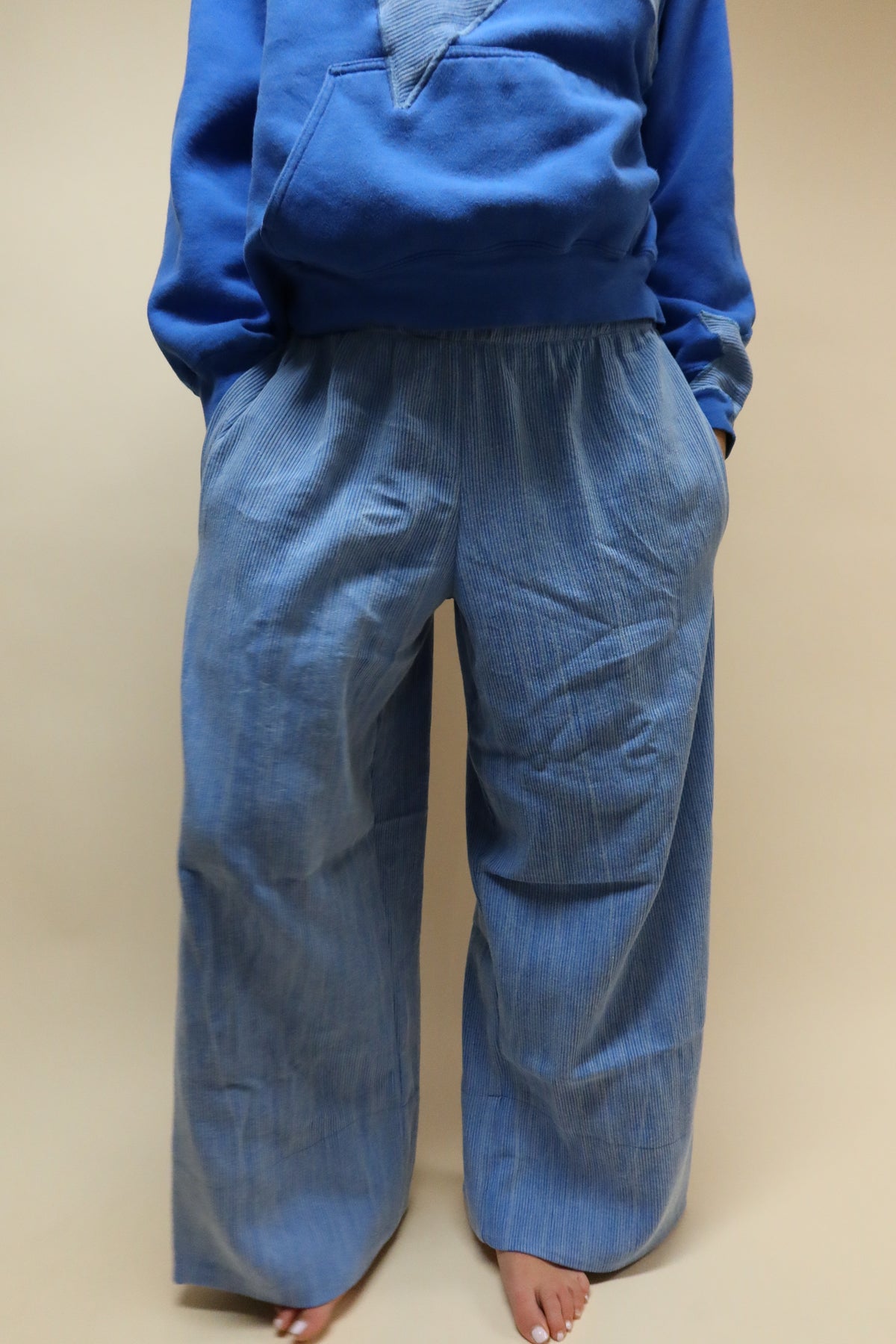 Blue Ribbed Pants