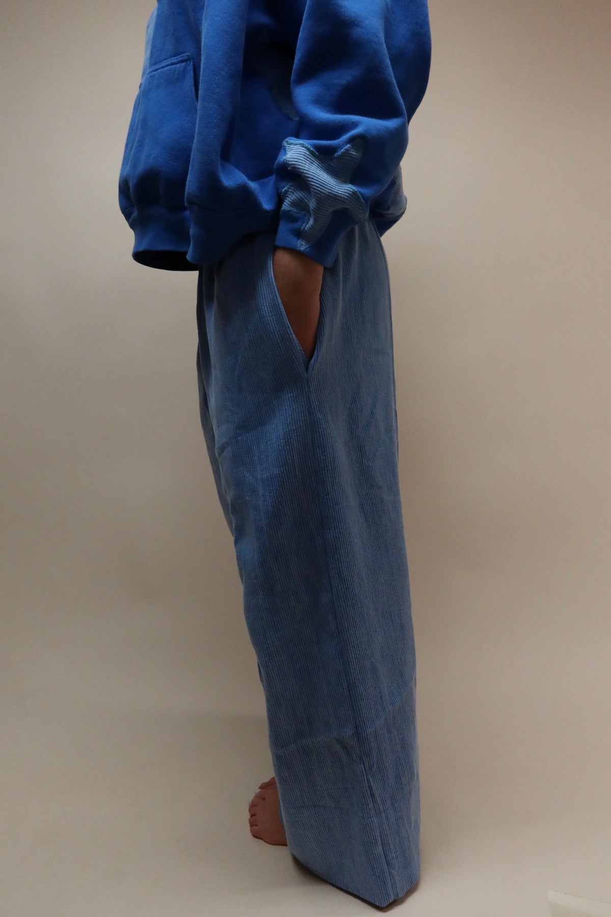 Blue Ribbed Pants