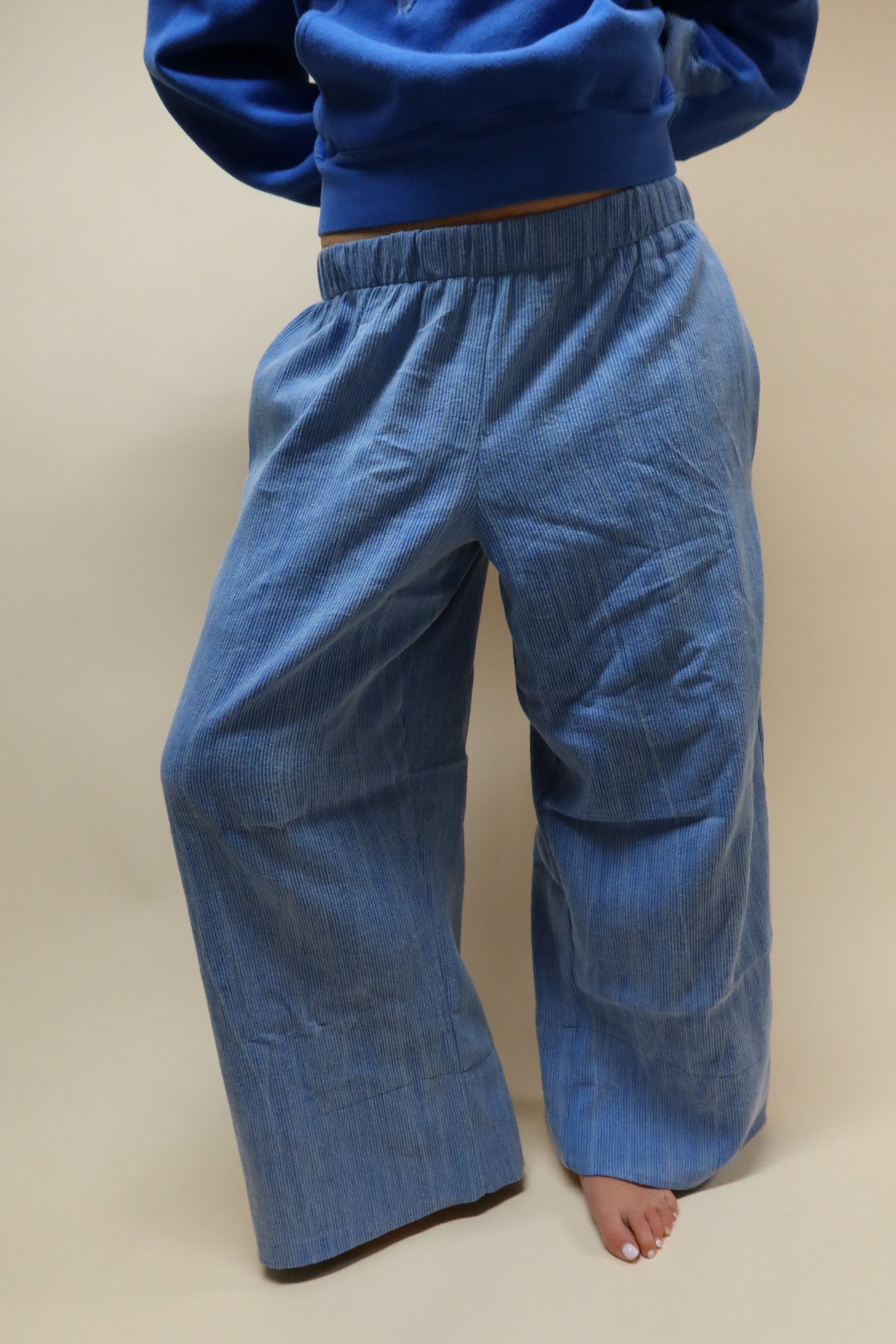 Blue Ribbed Pants